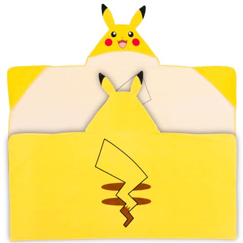 Pokemon Pikachu Kids Super Soft Bath/Pool/Beach Soft Cotton Terry Hooded Towel Wrap, 24 in x 50 in, (Officially Licensed Product) By Franco