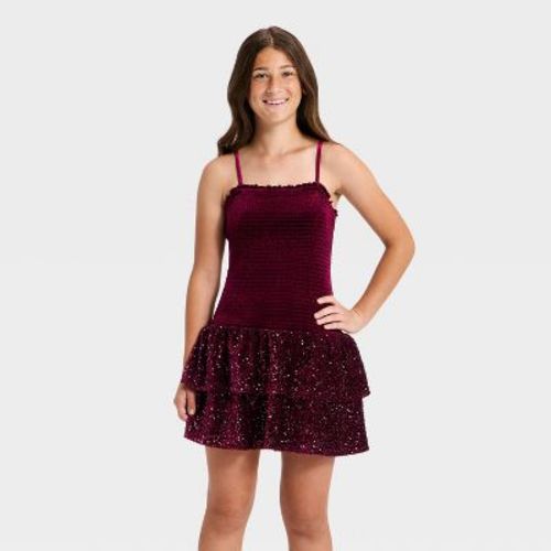 Girls' Stretch Velvet Sequin Dress - art class™