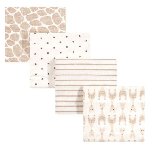 Hudson Baby Infant Cotton Flannel Receiving Blankets, Neutral Giraffe, One Size