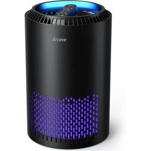 AROEVE Air Purifiers for Home, Air Purifier Air Cleaner For Smoke Pollen Dander Hair Smell Portable Air Purifier with Sleep Mode Speed Control For Bedroom Office Living Room, MK01- Black