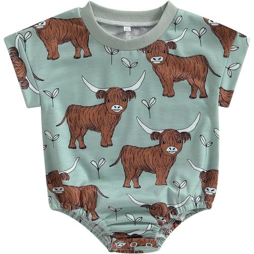 Western Baby Boy Girl Clothes Romper Cow One Piece Oneise Infant Cowboy Cowgirl Bodysuit Tops Newborn Baby Outifts