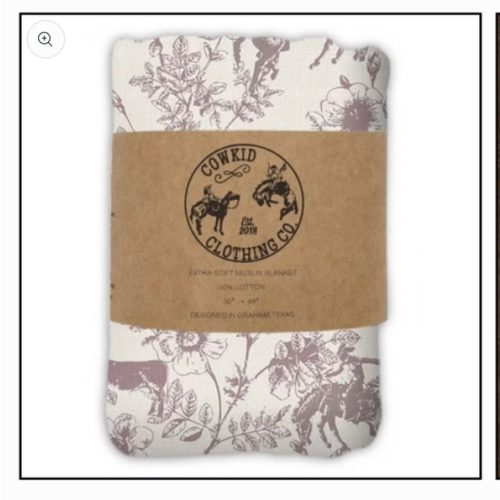 Western Daydream Rose Cotton Muslin Blanket with Scalloped Edges – Cowkid Clothing Company