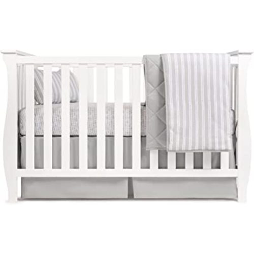 Ely’s & Co. Baby Crib Bedding Sets for Boys and Girls — 4 Piece Set Includes Crib Sheet, Quilted Blanket, Crib Skirt and Decorative Toddler Pillowcase — Grey Design