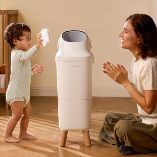 Momcozy Diaper Pail with Patented Triple-Seal Odor Control, Wide Opening, Ergonomic Height, Large Capacity with Viewing Window, Childproof Lock, Fits Standard Trash Bags