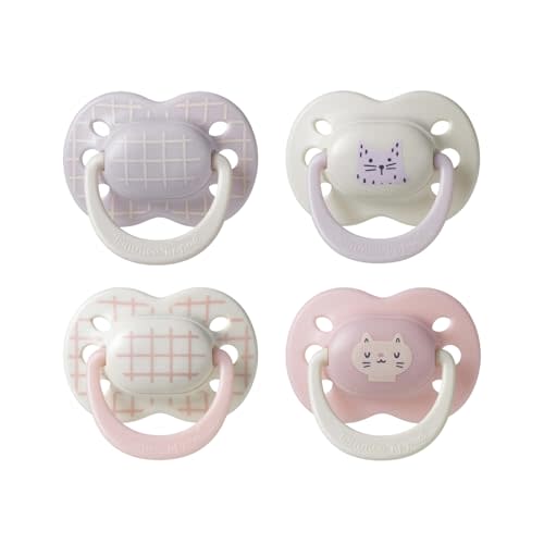 Tommee Tippee Ultimate Fit Newborn Pacifiers, 0-6 Months, Extra Air Holes, Symmetrical Nipple and Shield, 100% BPA Free Silicone, Dishwasher & Sterilizer Safe, Pink and Beige, Pack of 4