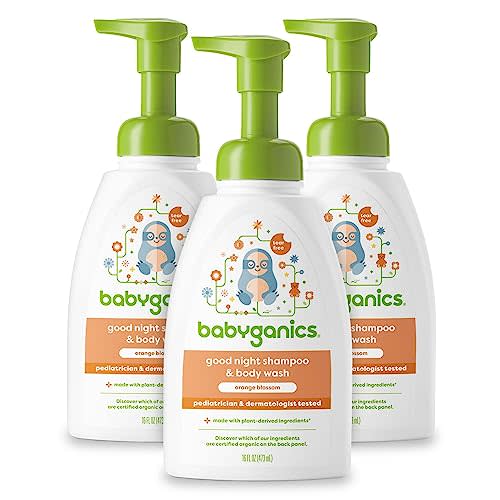 Babyganics Baby Shampoo + Body Wash Pump Bottle, Orange Blossom, Tear-Free, 16 Fl Oz (Pack of 3), Packaging May Vary