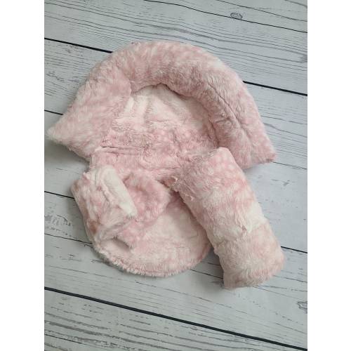 Rosewater Fawn Baby Car Seat Cover Bundle Set, Infant Car Seat Cushions, Infant Head Support Pillow, Arm Cushion, Infant Strap Covers