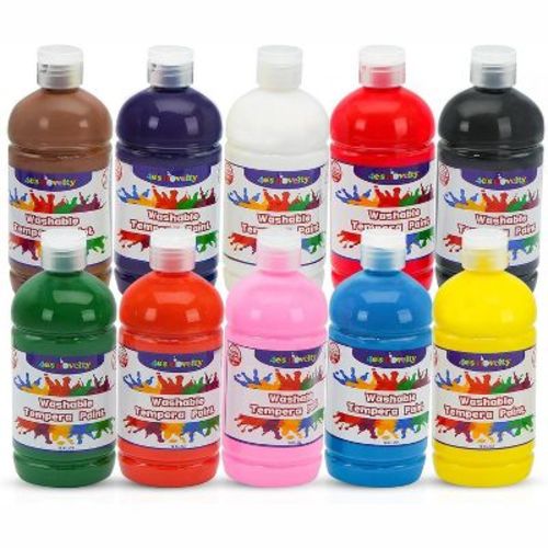 “4E's Novelty Washable Tempera Paint Set for Kids – 10 Bright Colors, 16oz Bottles – Non-Toxic Craft Paint for Classroom, Art Projects & Kids’ Crafts”