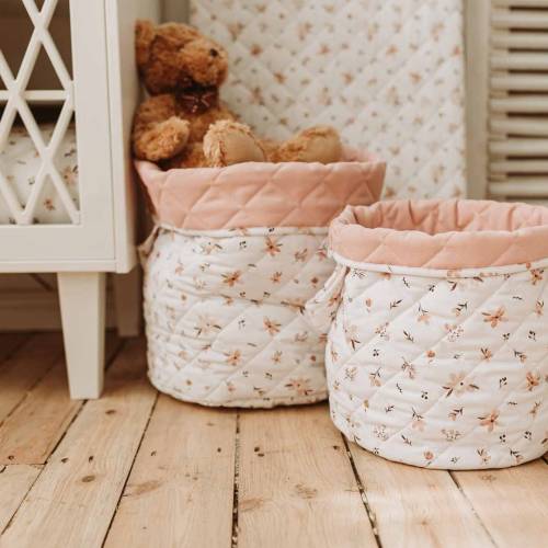 Toy storage basket for nursery, large storage bin, toy organiser, floral toy storage bag for girls room