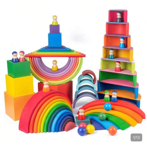 Children's Rainbow Stacking Building Blocks Toys, Creative Construction Blocks, Brain Development Toys, Open-Ended Playset, Children's Gift | SHEIN USA