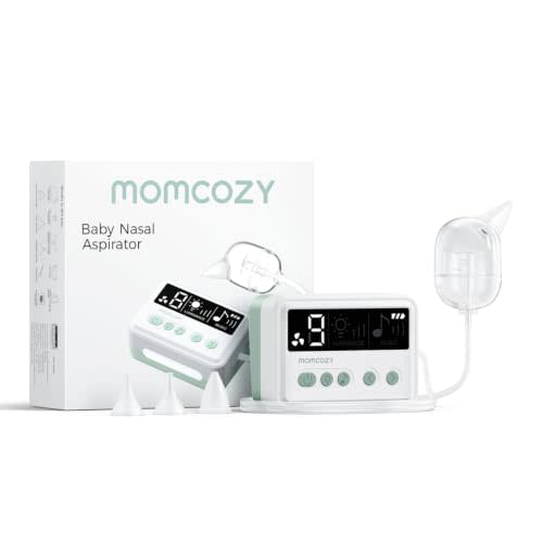 Momcozy Nasal Aspirator for Baby, 【Hospital-Grade】70 KPa, 9 Levels | Strong Suction Nose Sucker, 9 Adjustable Levels Electric Nasal Aspirator for Toddler & Newborn, Soft Light & Lullabies,Green