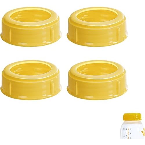 4PCS Replacement Collar Rings for Medela Bottles 5oz & 8oz,Bottle Caps Compatible with Plastic & Glass Bottles | Mess Free No Leak or Spill, BPA Free（No Bottle）