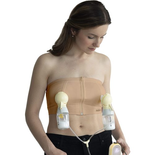 Medela Easy Expression Hands Free Pumping Bra, Comfortable and Adaptable with No-Slip Support for Easy Multitasking - Chai - Large