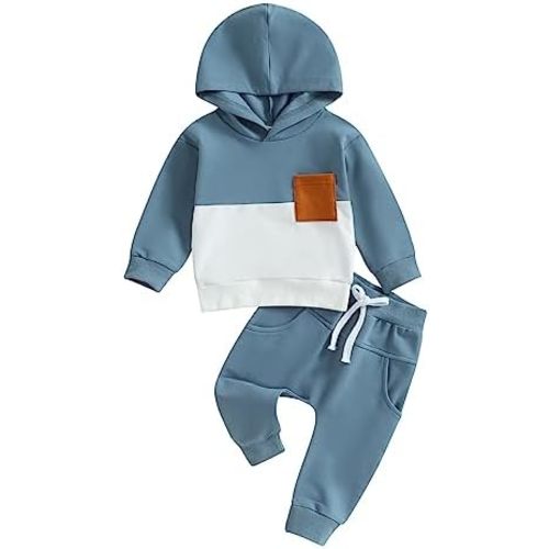 2Pcs Baby Boys Hoodie Tops Pants Set Dinosaur Deer Print Sweatsuit Fall Winter Outfits