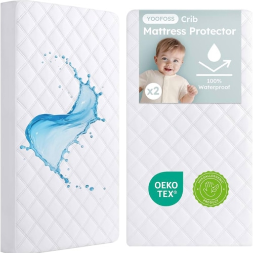 Amazon.com : Yoofoss Waterproof Crib Mattress Protector Sheets Fitted 2 Pack 52''x28'' | Quilted Soft and Breathable Crib Mattress Pad Cover, Noiseless Machine Washable for Standard Baby Crib Toddler Bed Mattress : Baby