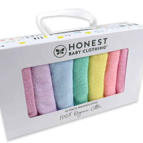 10-Pack Organic Cotton Baby-Terry Wash Cloths, Bright White | Honest Baby Clothing