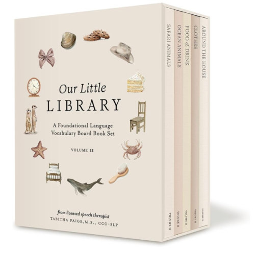 Our Little Library Vol. 2: First 100 Words Board Book Box Set, including Ocean Animals, Safari Animals, Food and Drink, Clothes, and Around the House (Tabitha Paige Children's Book Series)