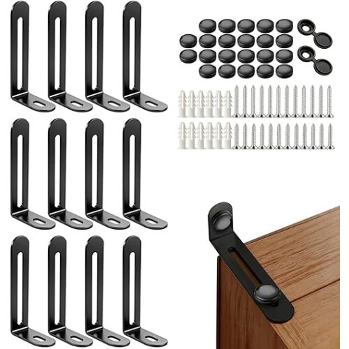 Furniture Anchors for Baby Proofing, 12 Pack, Black