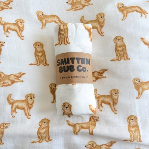 GOLDEN RETRIEVER | Bamboo Cotton Muslin Swaddle – Smitten Bub Co.