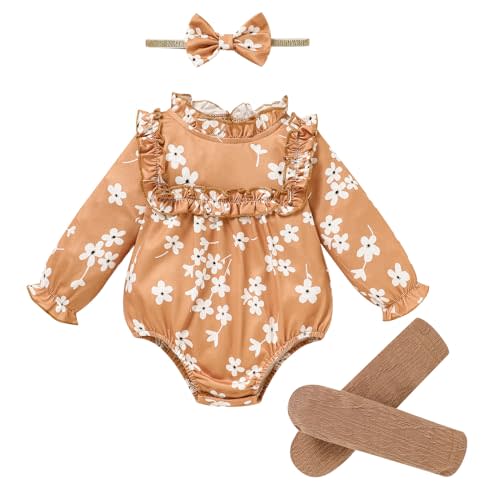 GRNSHTS Newborn Baby Girl Clothes Ruffle Rompers Toddler Fall Outfits for Girls Set Little Girl Fall Winter Clothing