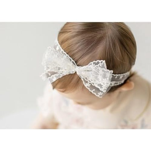 Baby Girls Cute Lace Bow Headband Soft Cotton Elastic Hair Accessories for Toddlers Newborns Ideal for Birthdays Baby Shower Photoshoots Special Occasions