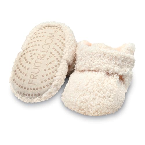 Fruit of the Loom Cozy Thermal Wrap Booties with Non-slip Grips for Baby Girls, Boys, Unisex -
