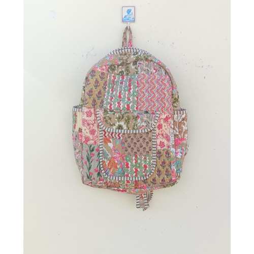 Handmade Cotton Quilted Patchwork Backpack: Boho Travel Bag