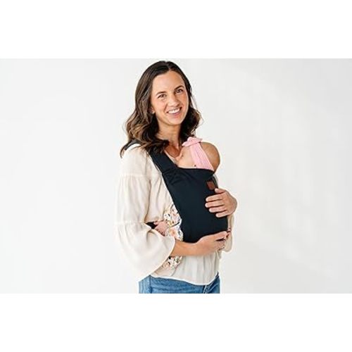Happy! Haven Baby Carrier – Stretchy Ergonomic Cross-Back Soft Structured Carrier for Newborns to Toddlers (7–35 lbs), Adjustable Fit, Organic Cotton Blend