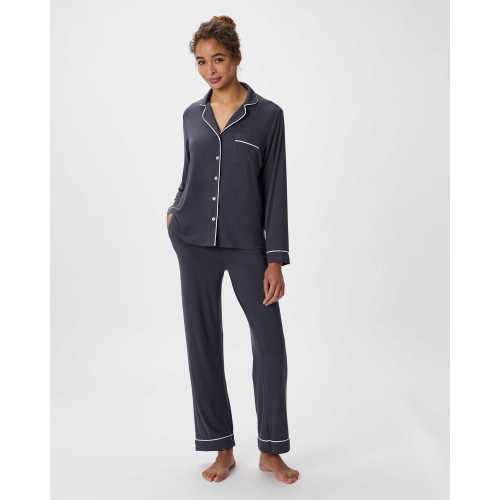 Bamboo Jersey Long Sleeve Pajama Set in Graphite