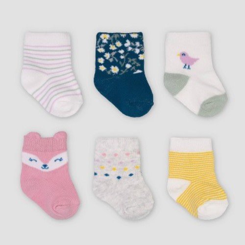 Baby Girls' 6pk Fox Crew Socks - Just One You® made by carter's