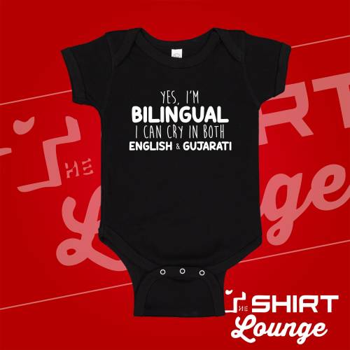 Bilingual Baby Bodysuit, English & Gujarati, Indian Baby Gift