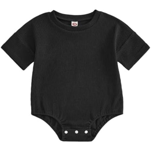 Merqwadd Baby Summer Bubble Romper Infant Boy Girl Short Sleeve Onesie Oversize Cotton T-shirt Bodysuit Top