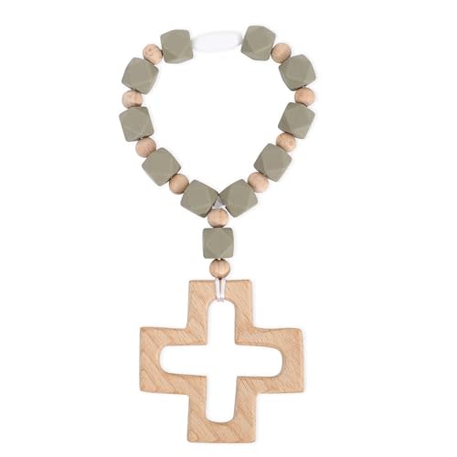 Silicone Ten-Year Rosary, My First Rosary with A Cross, Christian Communion Party Decorations, Rosary, Silicone Ten-Year Rosary, First Rosary (Green Cross Bracelet)