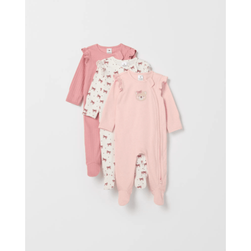 Baby Organic Cotton 3 Pack Zip Coverall