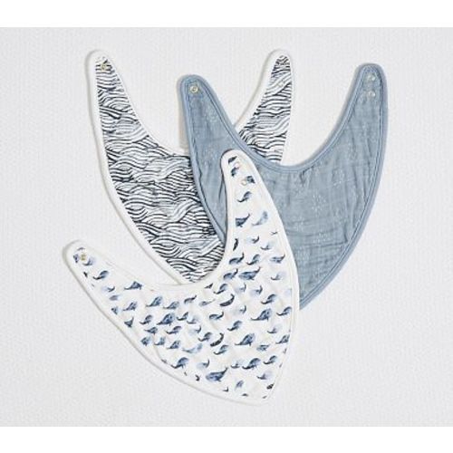 Jack Organic Muslin Drool Bib Set Of 3, Navy Multi