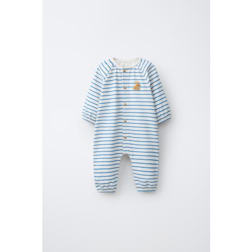 EMBROIDERED BUNNY STRIPED JUMPSUIT - Blue | ZARA United States