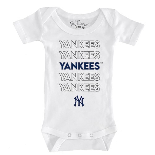 Infant New York Yankees Tiny Turnip White Stacked Bodysuit