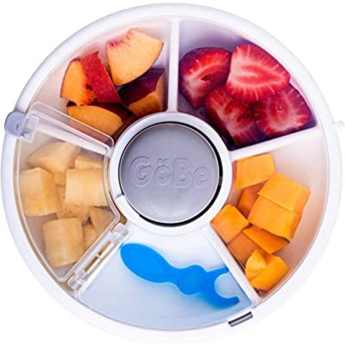 GoBe Kids Snack Spinner - Reusable Snack Container with 5 Compartment Dispenser and Lid | BPA and PVC Free | Dishwasher Safe | No Spill, Leakproof | for Toddlers, Babies, Home, Travel