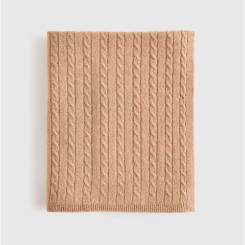 Luxe Cable Knit Cashmere Baby Blanket in Teak