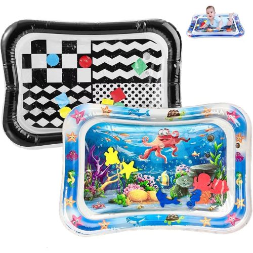 PandaEar 2 Pack Baby Tummy Time Water Mat, Inflatable Water Play Mat Toys