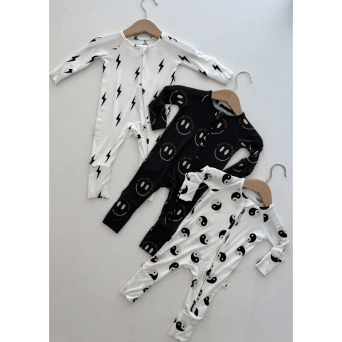 Bamboo Zip Pajamas | Black & White Yin Yang