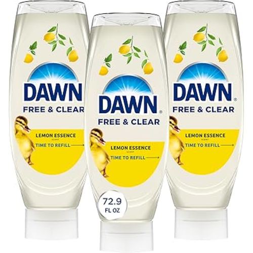 Dawn Free & Clear EZ-Squeeze Dish Soap Liquid, Dishwashing Liquid, Grease Removal, Lemon, 24.3 Fl Oz (Pack of 3)