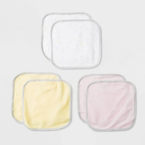 Baby Girls' 6pk Oh Honey Bee Washcloth Set - Cloud Island™ White/Yellow/Pink One Size