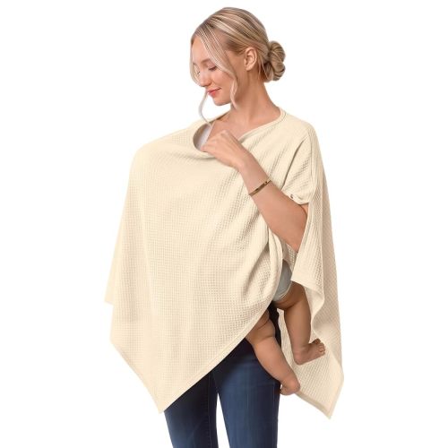 Women Nursing Cover up for Breastfeeding Nursing Poncho Beige