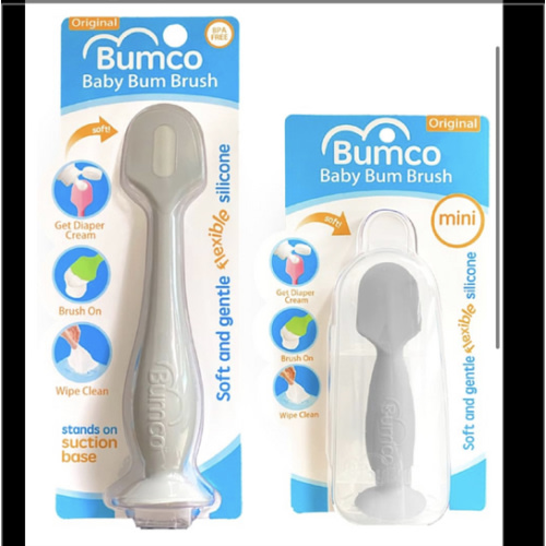 Bumco Baby Bum Brush + Mini Baby Diaper Cream Spatula with Case - BPA-Free Silicone Diaper Spatula, Mom-Invented Butt Paste Applicator (Gray & Gray)