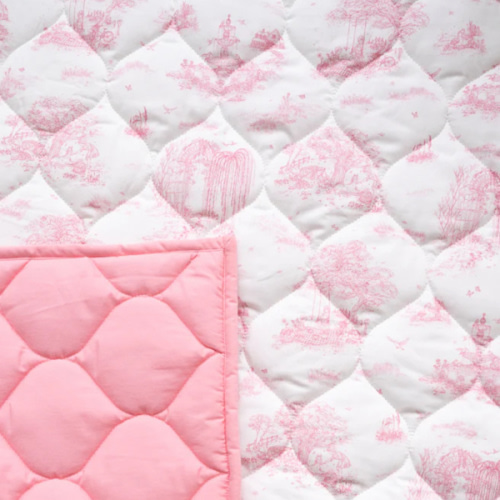 Spring Toile Pink Quilted Playmat - Organic Cotton Baby Playmat – The Gilded Bird US