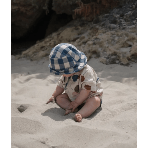 Pottery Blue Gingham Bucket Sun Hat | Organic Zoo