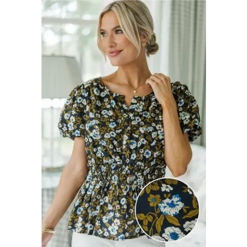 NURSING COLLECTION: With Grace Navy Floral Blouse