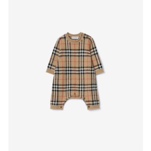 Check Wool Cashmere Jumpsuit in Sand beige - Children | Burberry® Official