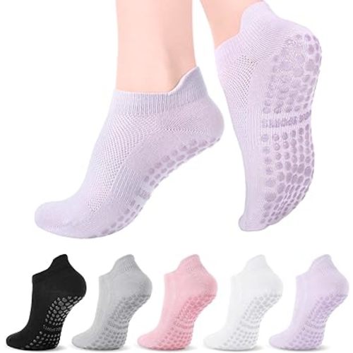 XINRUI Yoga Pilates Socks for Women,Non-Slip Yoga Socks with Grips, Ankle Grip Socks for Yoga Pilates Barre Hospital